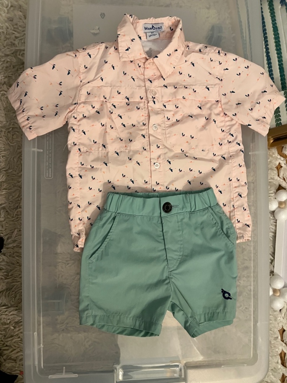Blue Quail 3/4T boys bundle Pink Printed Short-Sleeve Shirt and shorts